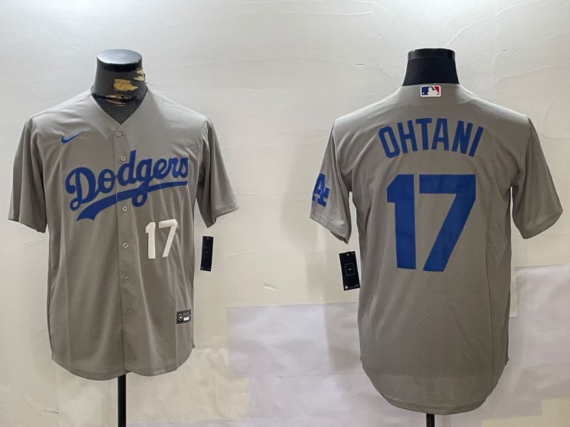 Men Los Angeles Dodgers #17 Ohtani Grey Game 2024 Nike MLB Jersey style 11203
